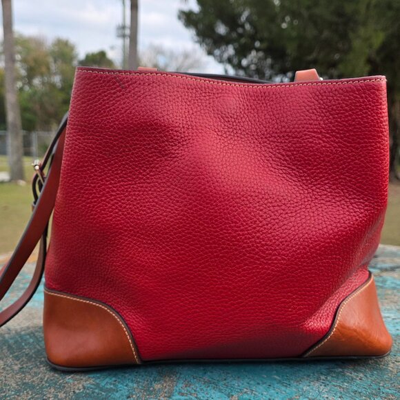 DOONEY & BOURKE Red Pebble grain leather Brenna Satchel handbag - Picture 2 of 6
